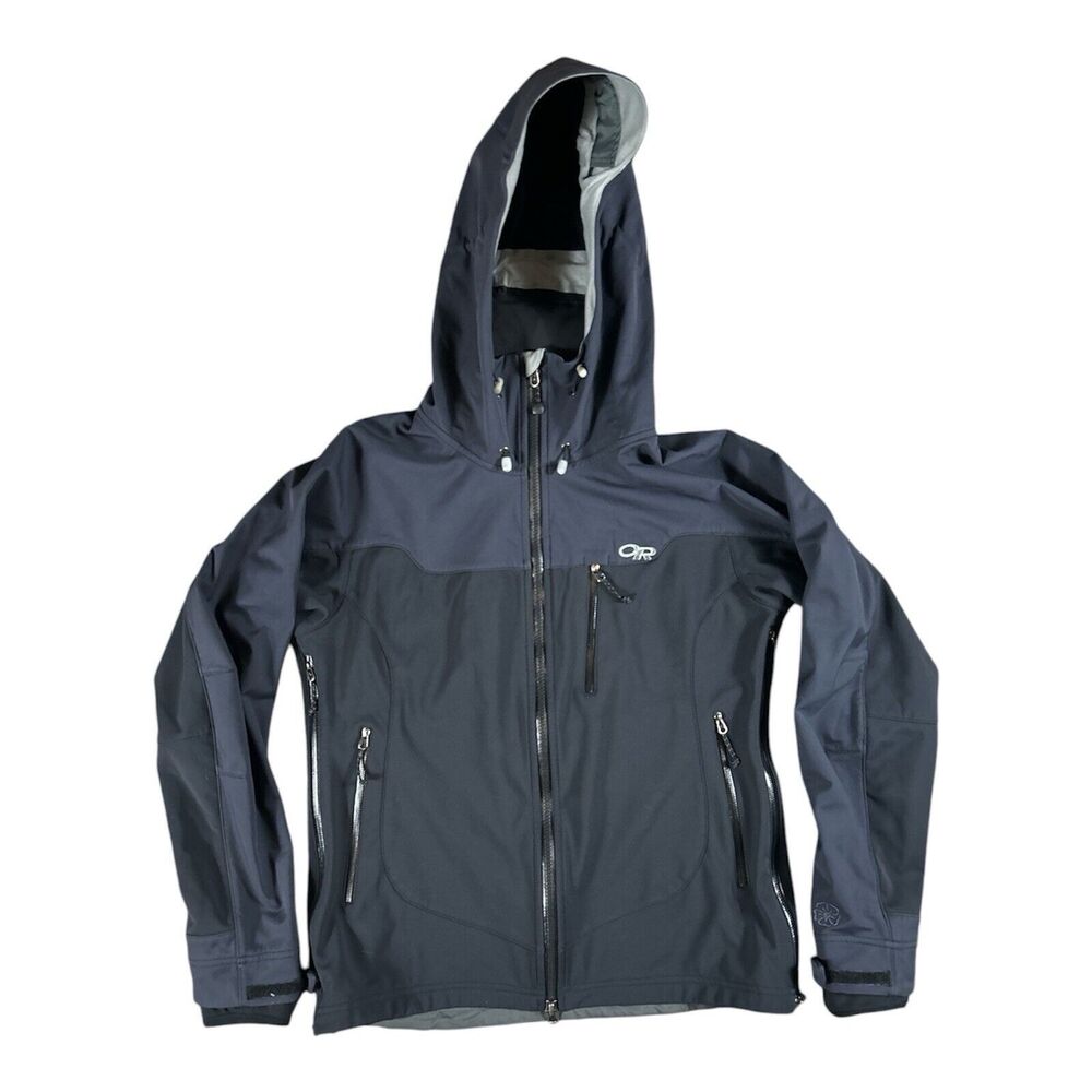 Outdoor Research Men's Two-Tone Navy Black Hooded Softshell Jacket